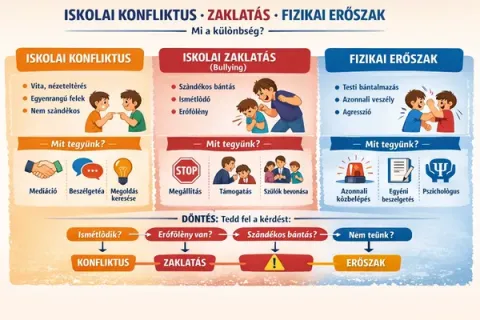 Konfliktus, zaklatás vagy fizikai erőszak az iskolában – mi a különbség?